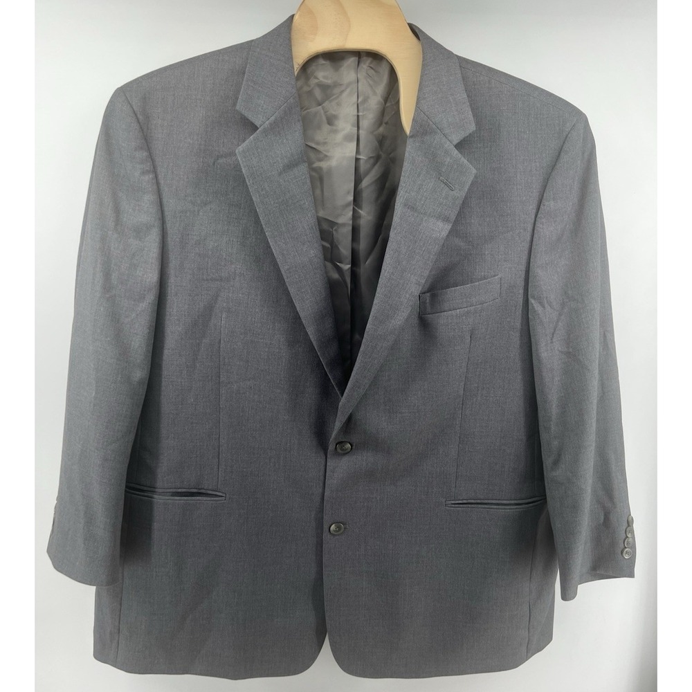 Geoffrey Beene 54R Mens Suit Jacket Blazer Gray Polyester Rayon Blend 2 Button